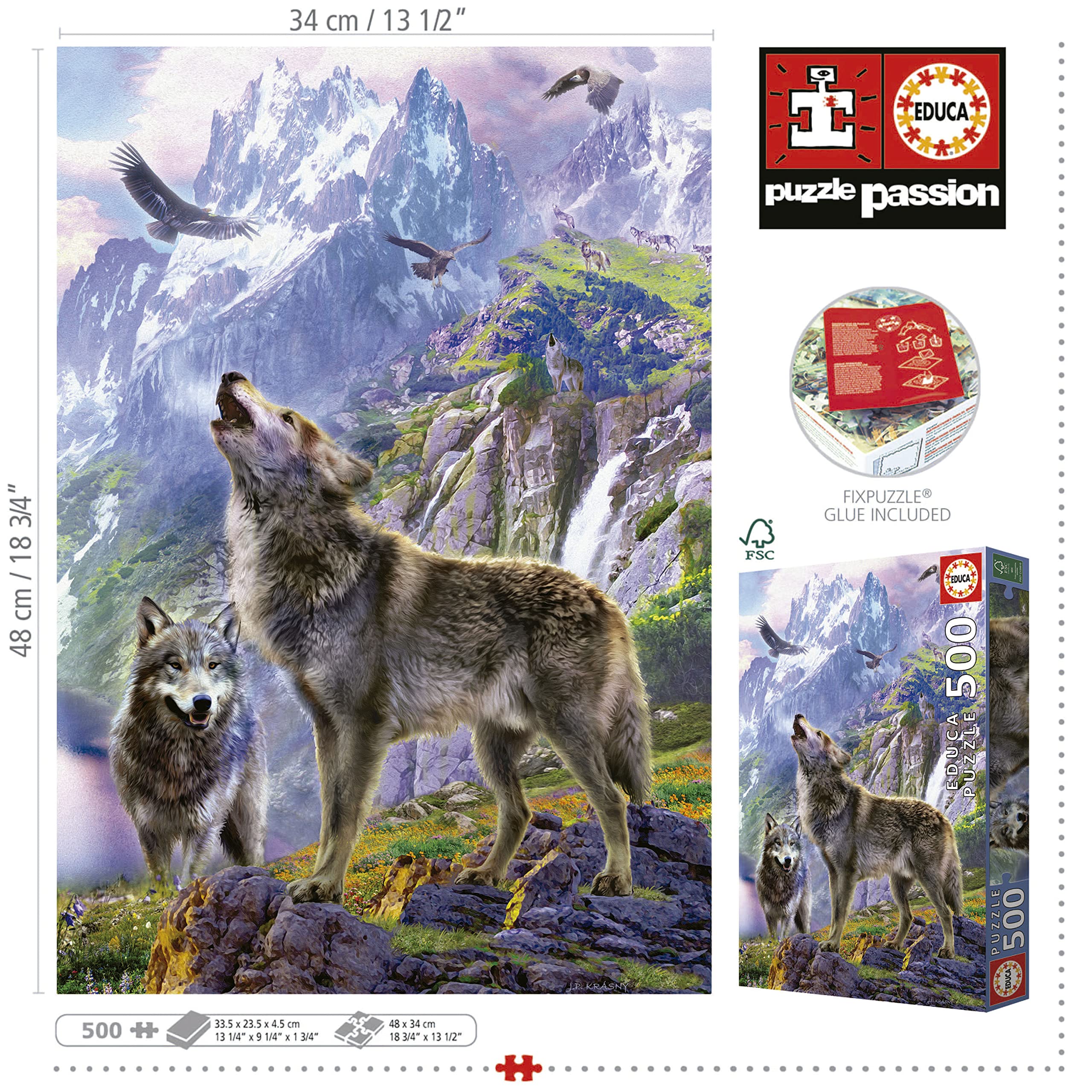 educa-w-lfe-in-den-bergen-puzzle-500-teile-tiermotiv image 3