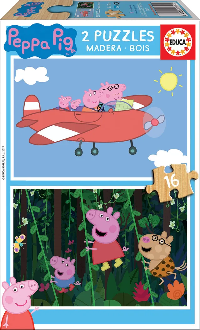 educa-17157-peppa-wutz-holzpuzzle-2x16-teile-ab-3-jahren image 1