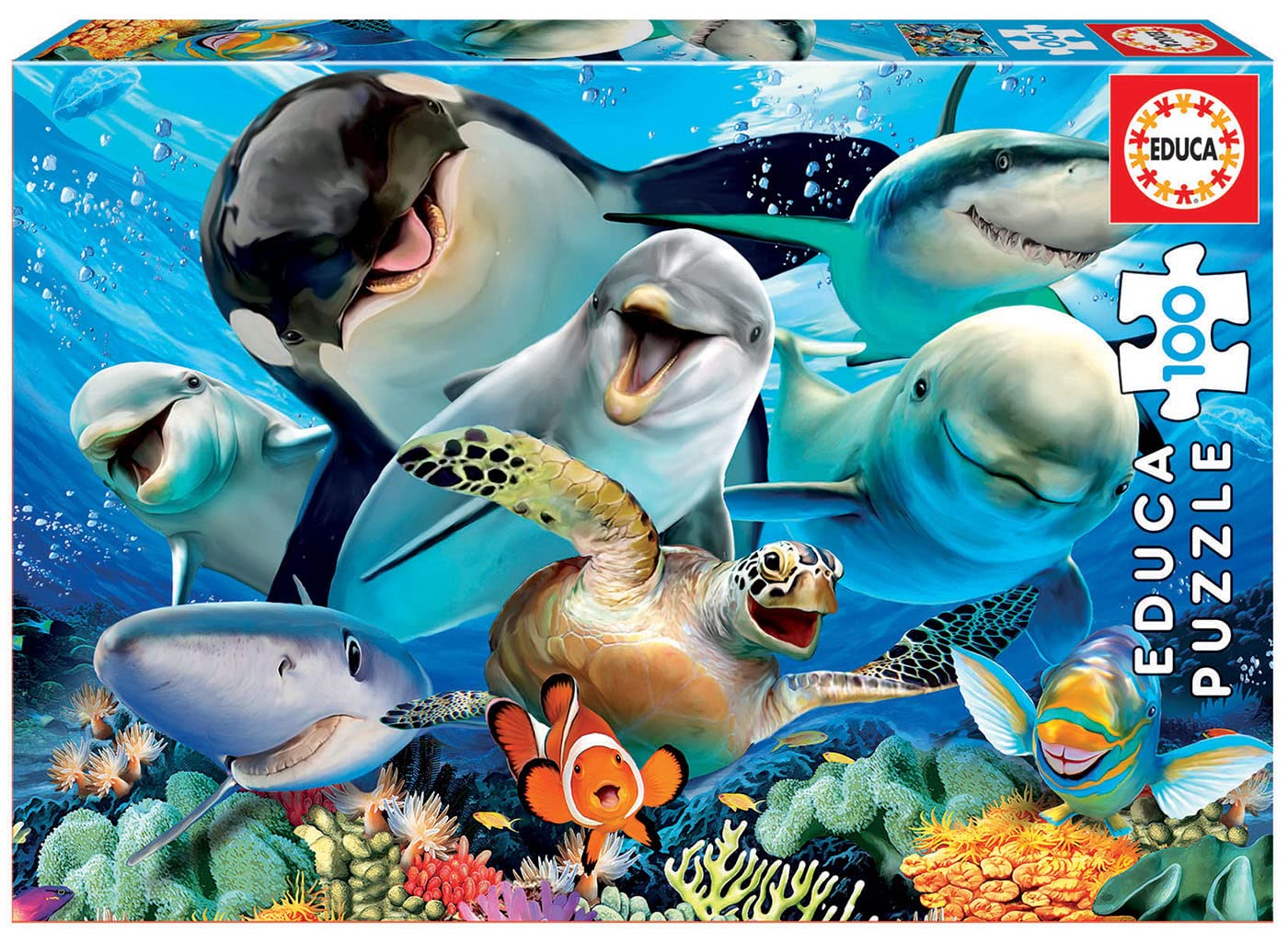educa-meerestiere-selfie-18062-kinderpuzzle-100-teile-ab-6-jahren image 1