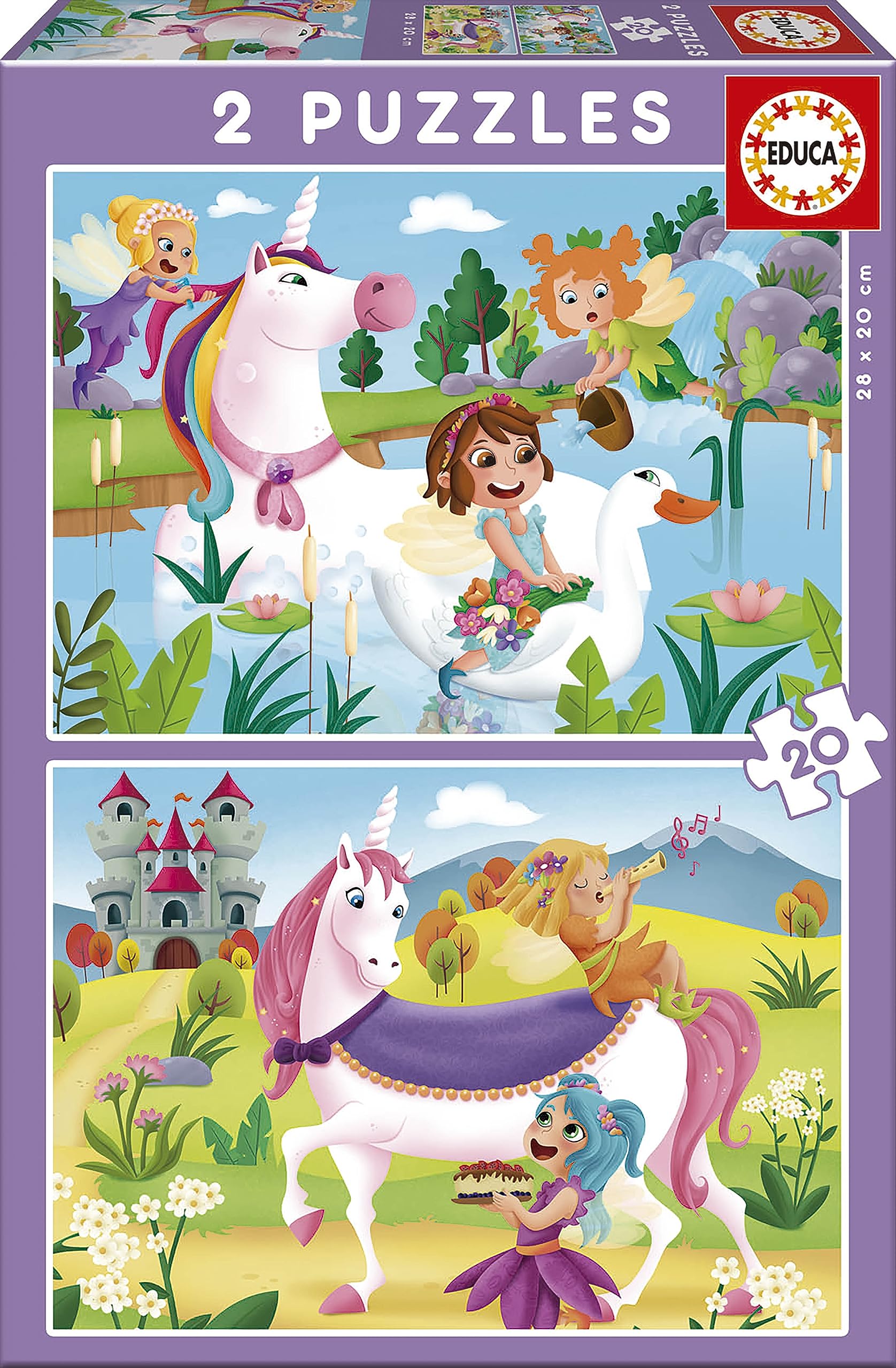 educa-einh-rner-und-feen-puzzle-2x20-teile-ab-3-jahren image 1