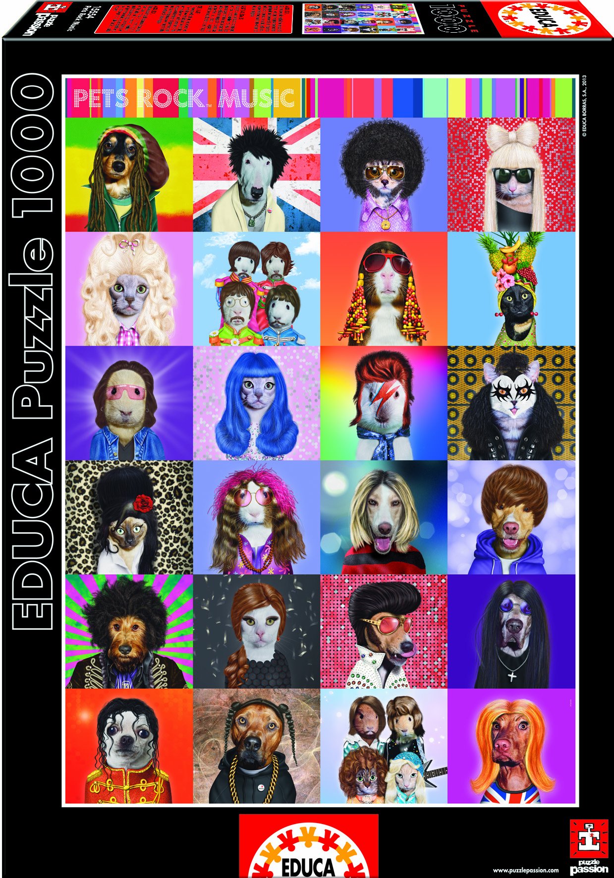 educa-15554-puzzle-pets-rock-musik-1000-teile-tiere image 1