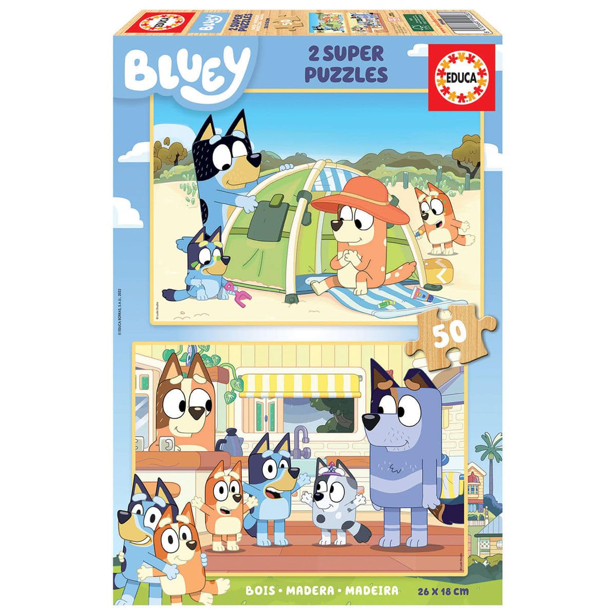 educa-bluey-19408-holzpuzzle-2x50-teile-kinder-ab-4 image 1