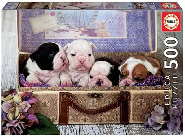 educa-welpen-im-koffer-puzzle-500-teile-bulldogge-19007 image 1