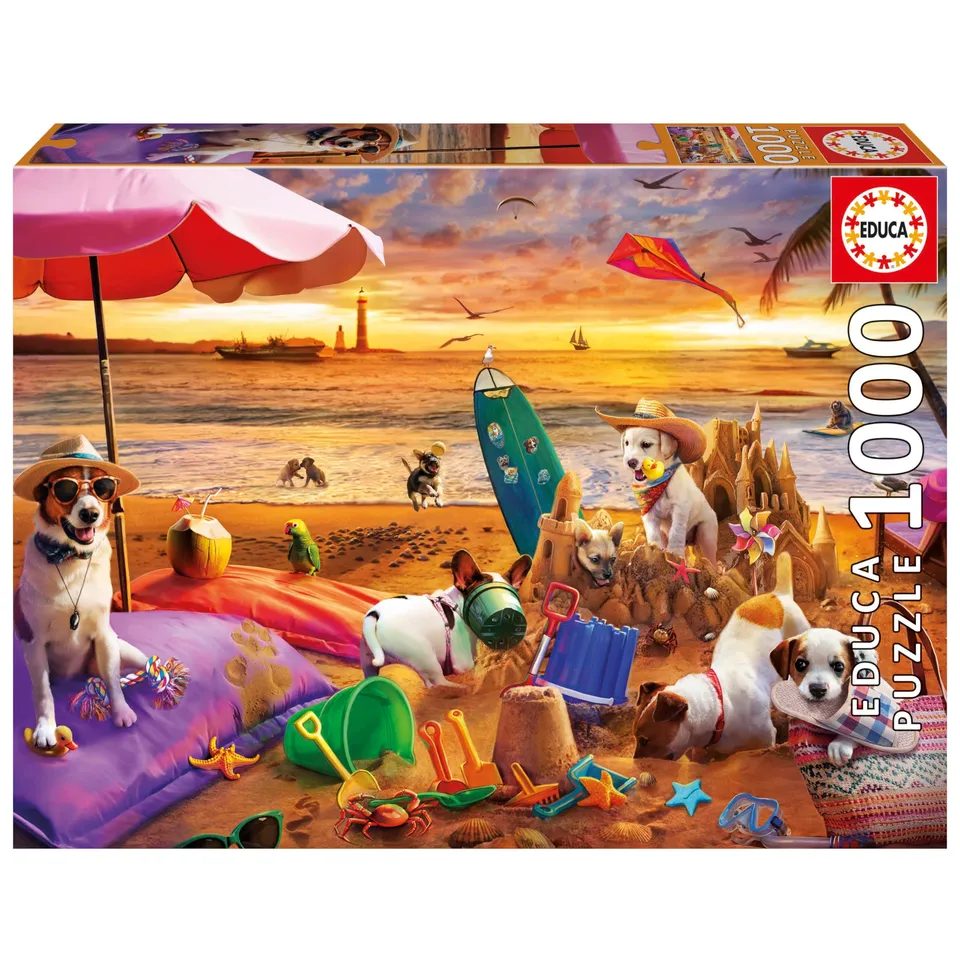 educa-hunde-am-strand-puzzle-1000-teile-68x48-cm image 1