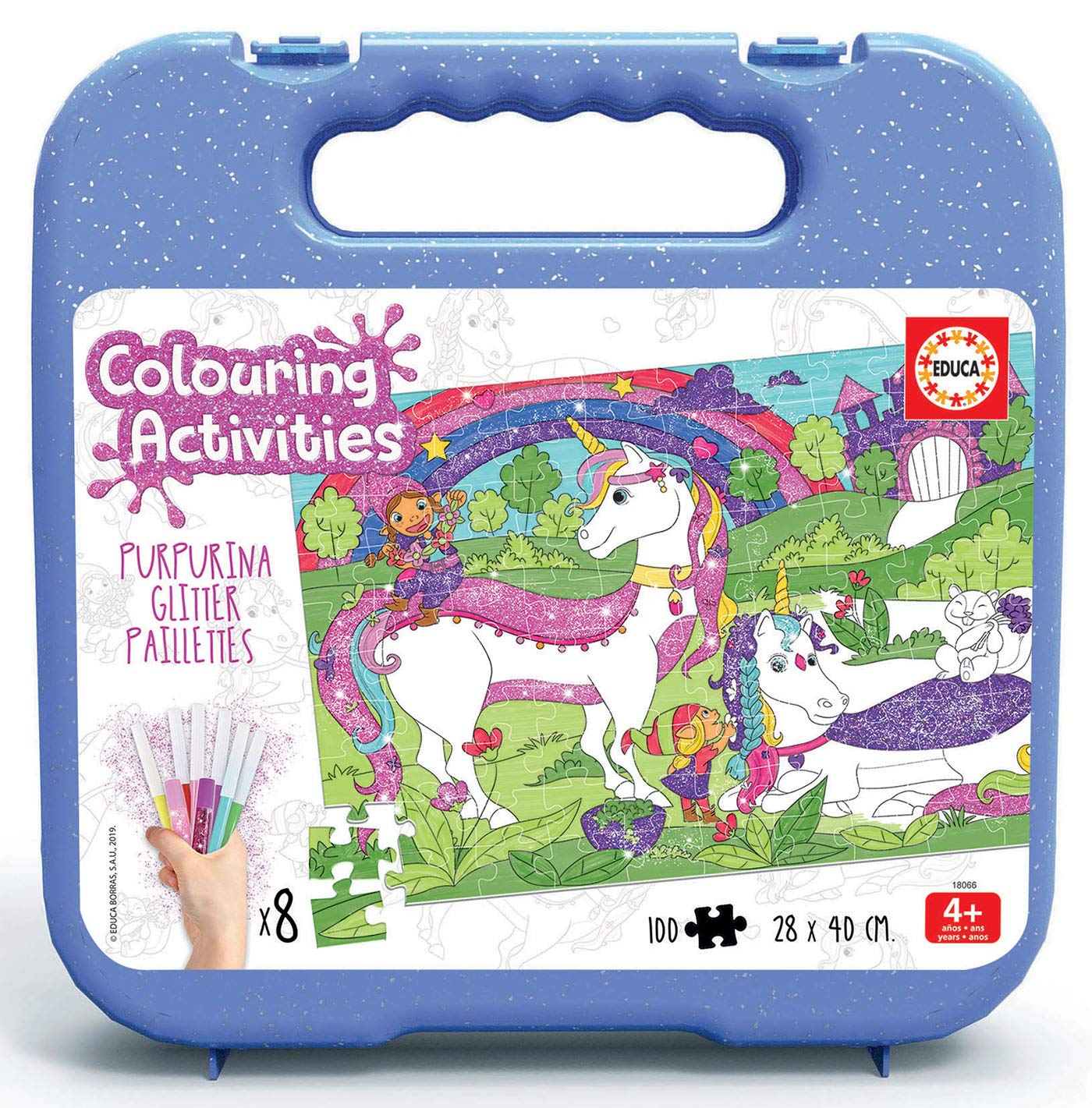 educa-coloring-puzzle-einhorn-100-teile-mit-stiften-ab-6-jahre image 1