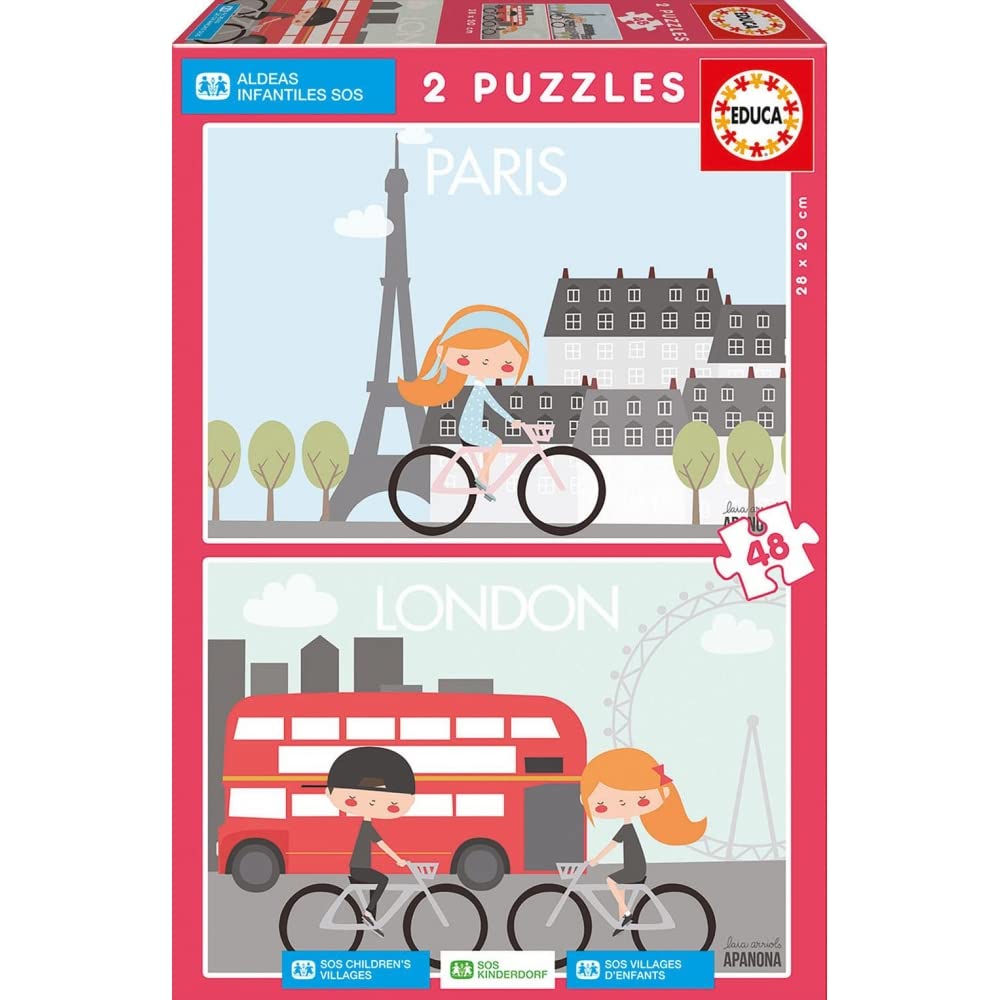 educa-17726-sos-kinderdorf-2x48-teile-kinderpuzzle image 1