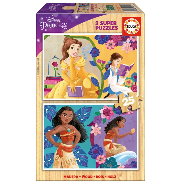 educa-disney-princess-holzpuzzle-2x25-teile-belle-vaiana-ab-3-j image 1
