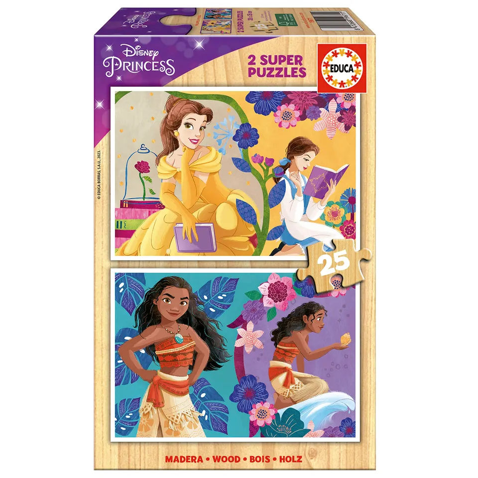 educa-disney-princess-holzpuzzle-2x25-teile-belle-vaiana-ab-3-j image 1