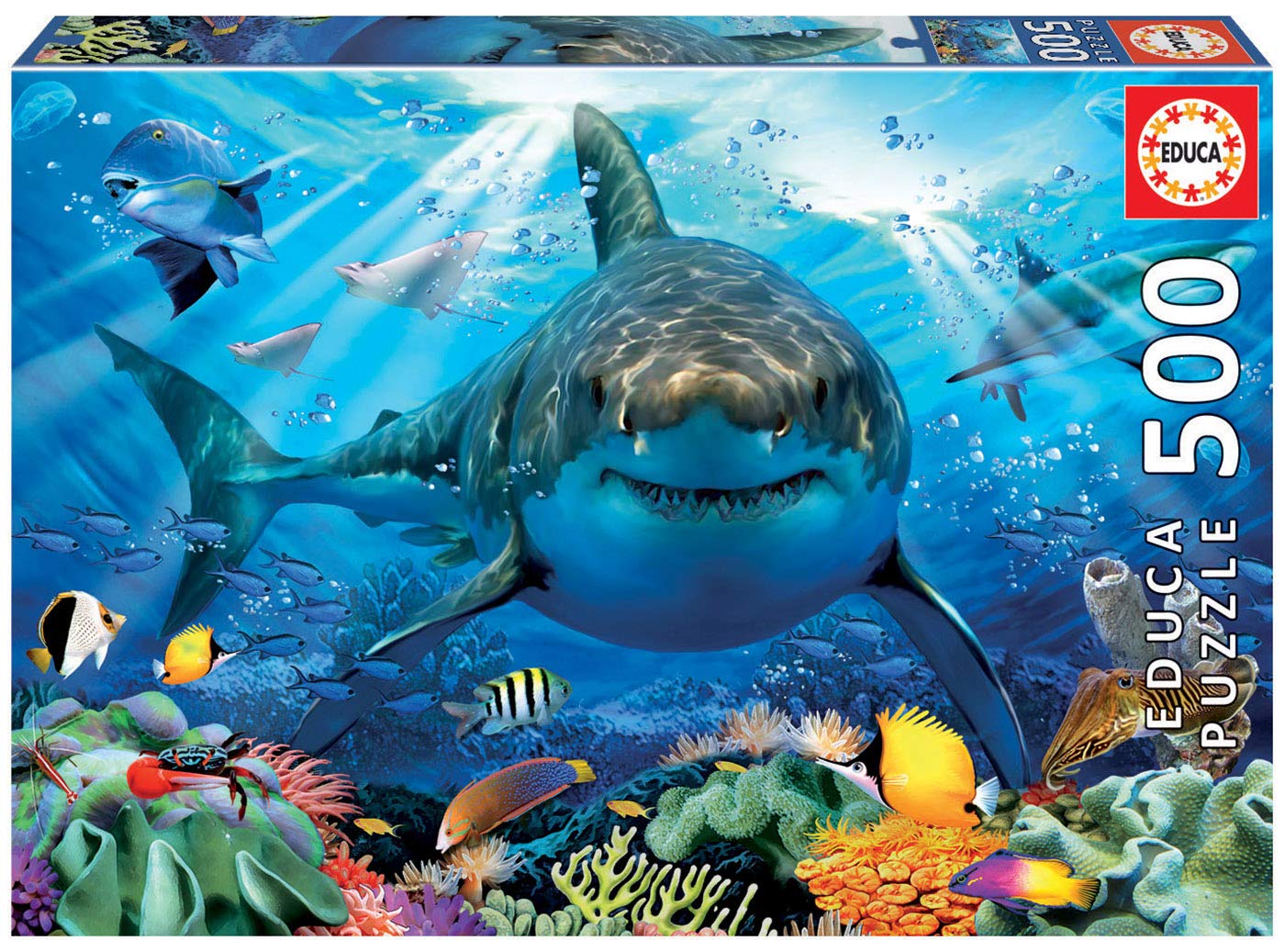 educa-wei-er-hai-18478-500-teile-puzzle-meerestiere image 1