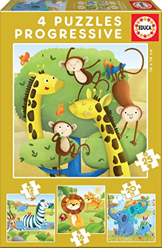 educa-wilde-tiere-17147-kinderpuzzle-4in1-12-25-teile image 6