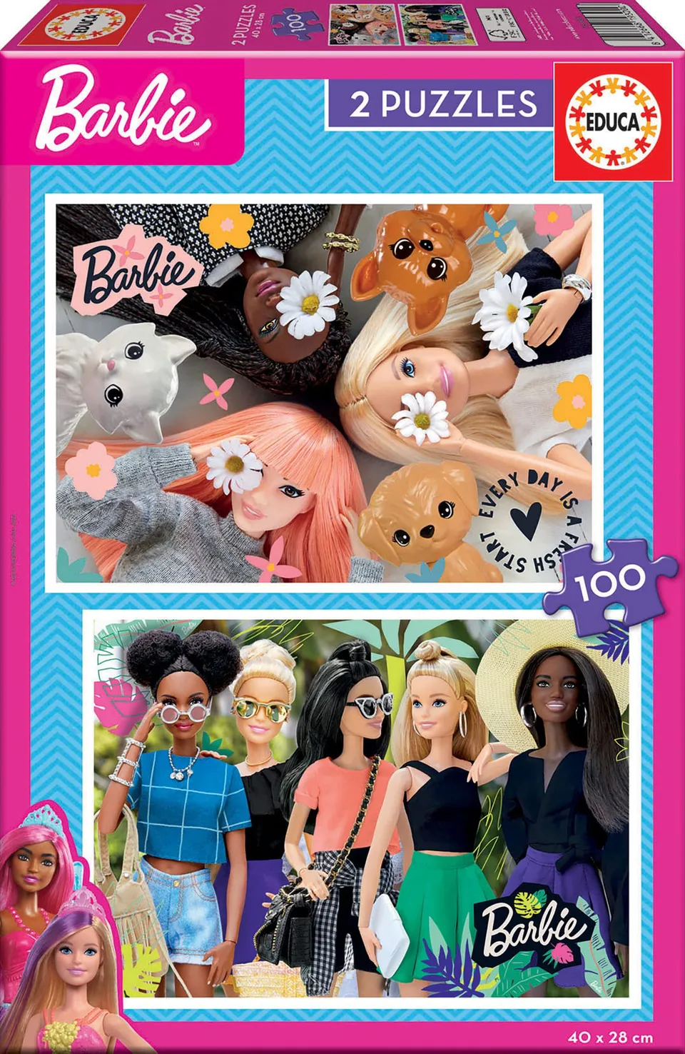 educa-19300-barbie-puzzle-2x100-teile-ab-5-jahren image 1