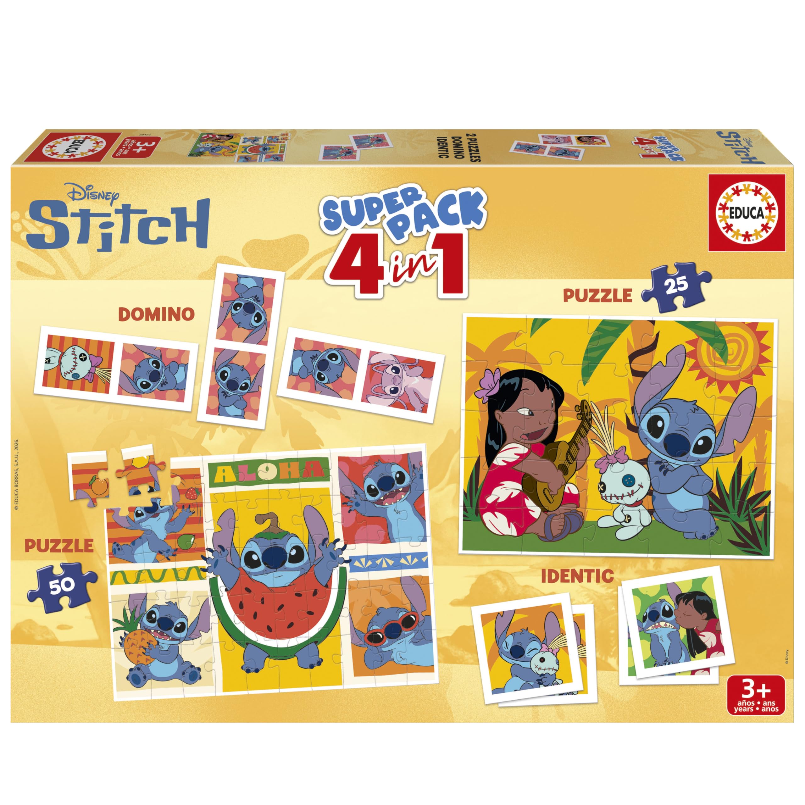 educa-stitch-20474-superpack-spiel-4in1-puzzle-memo-domino image 1