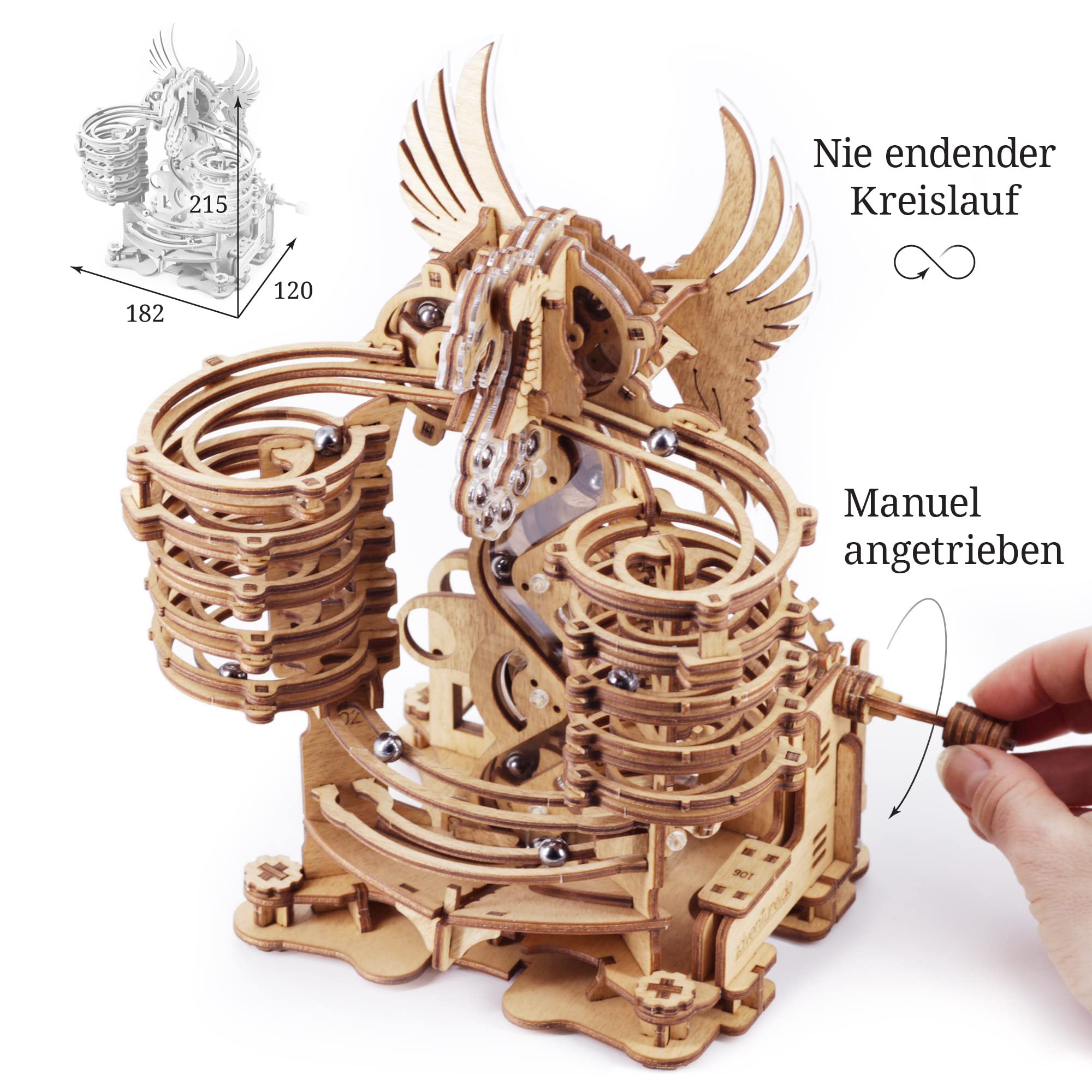 idventure-dragon-murmelbahn-3d-holzpuzzle-bausatz-260-teile image 2