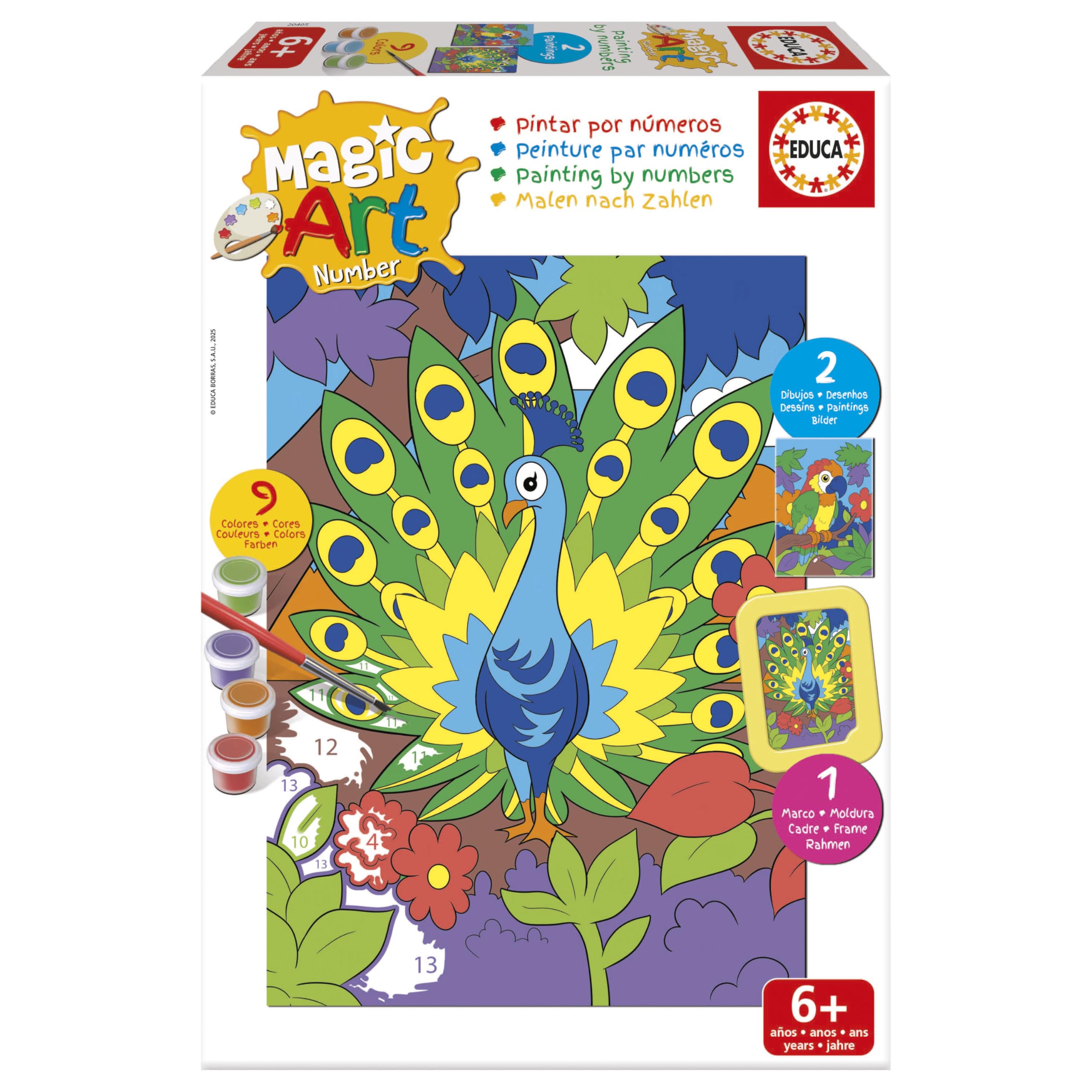 educa-magic-art-number-20405-pfau-und-papagei-malen-nach-zahlen-ab-6 image 1