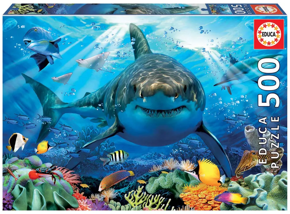 educa-wei-er-hai-18478-500-teile-puzzle-meerestiere image 1