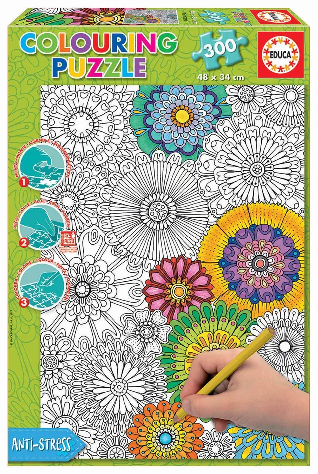 educa-17090-blossoms-colouring-puzzle-300-teile image 1