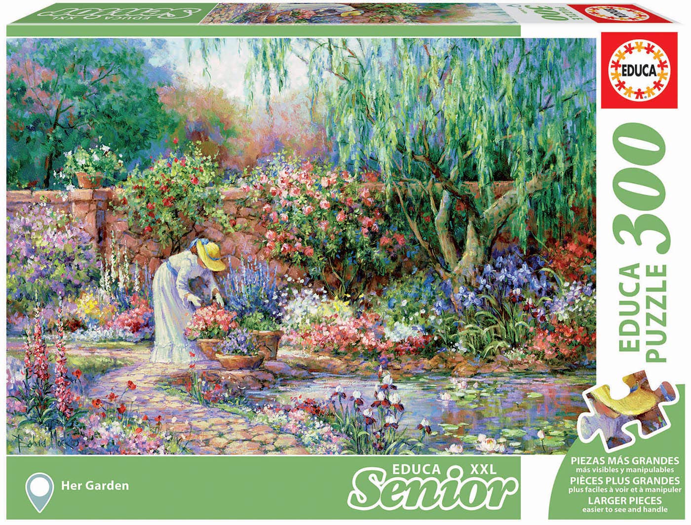 educa-dame-im-garten-17981-puzzle-300-xxl-teile-ihr-garten image 1