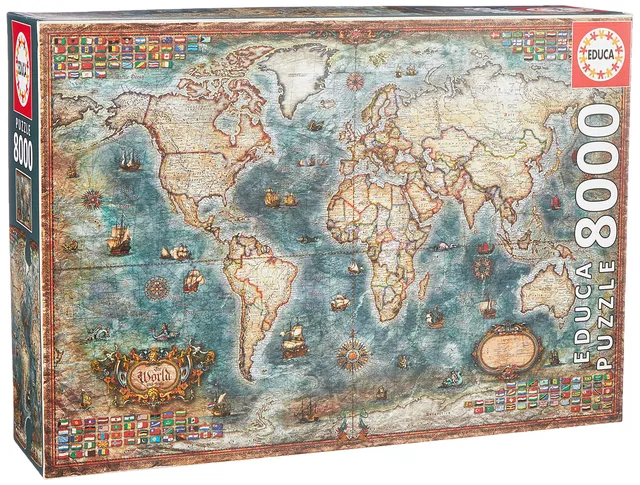 educa-18017-antike-weltkarte-puzzle-8000-teile-vintage-ab-14-jahren image 1