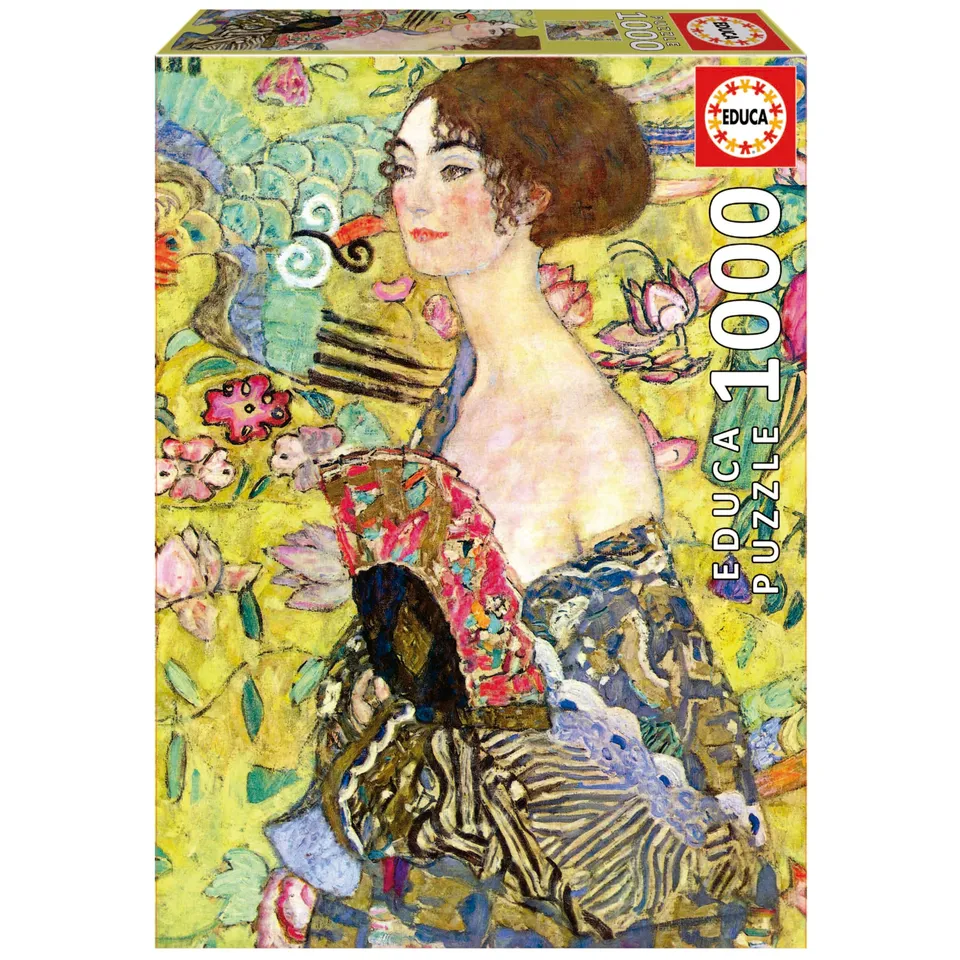 educa-19932-dame-mit-f-cher-klimt-1000-teile-puzzle-ab-14 image 1