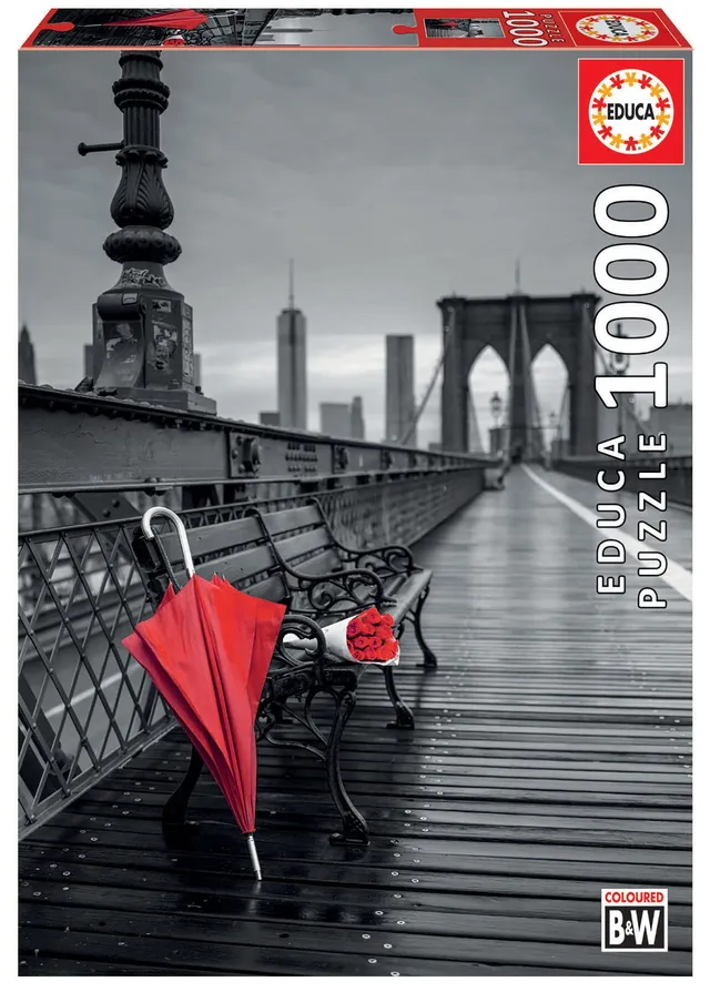 educa-roter-schirm-brooklyn-br-cke-puzzle-1000-teile-17691 image 1