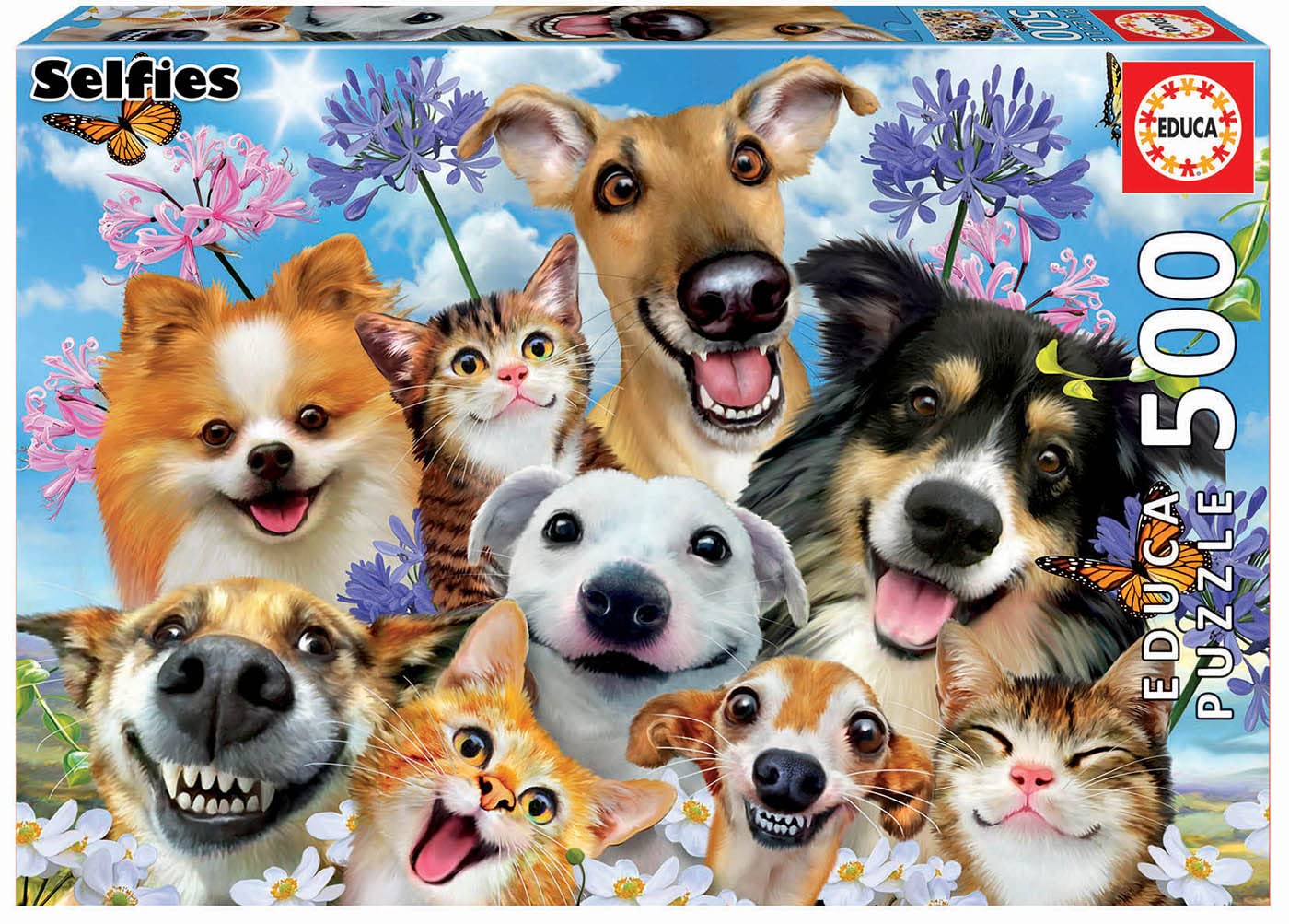 educa-17983-hunde-und-katzen-selfie-puzzle-500-teile image 1