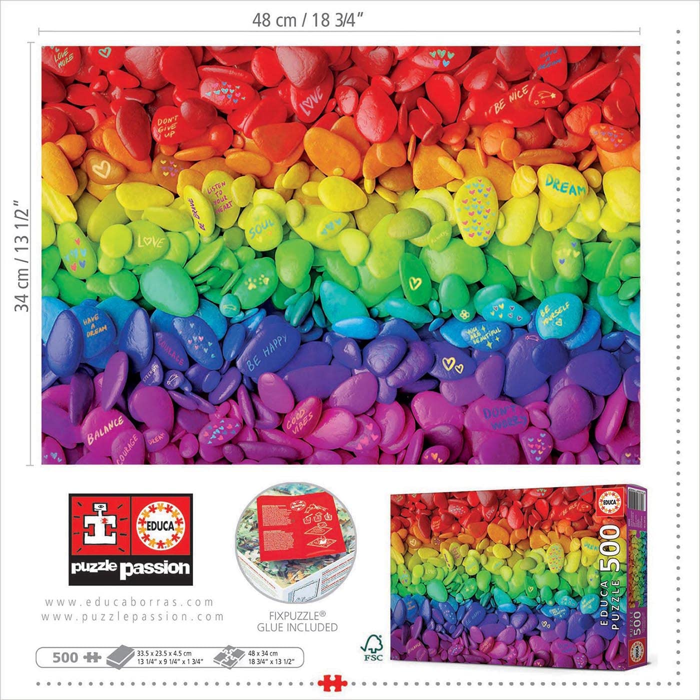 educa-19248-kieselsteine-puzzle-500-teile-regenbogen image 3
