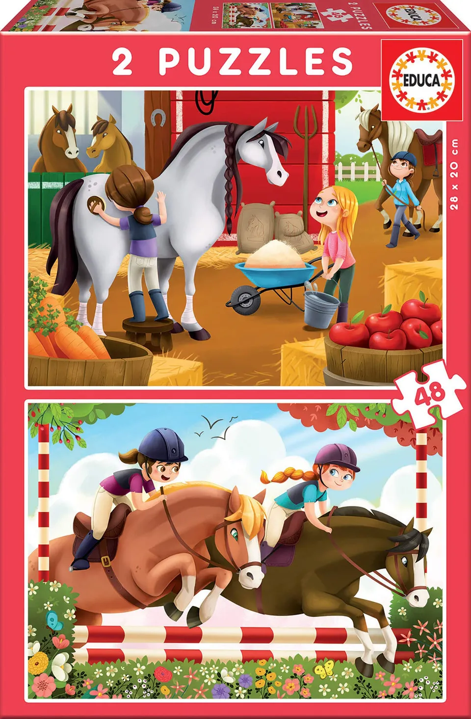 educa-17150-pferdefreunde-kinderpuzzle-2x48-teile-ab-4-jahren image 1