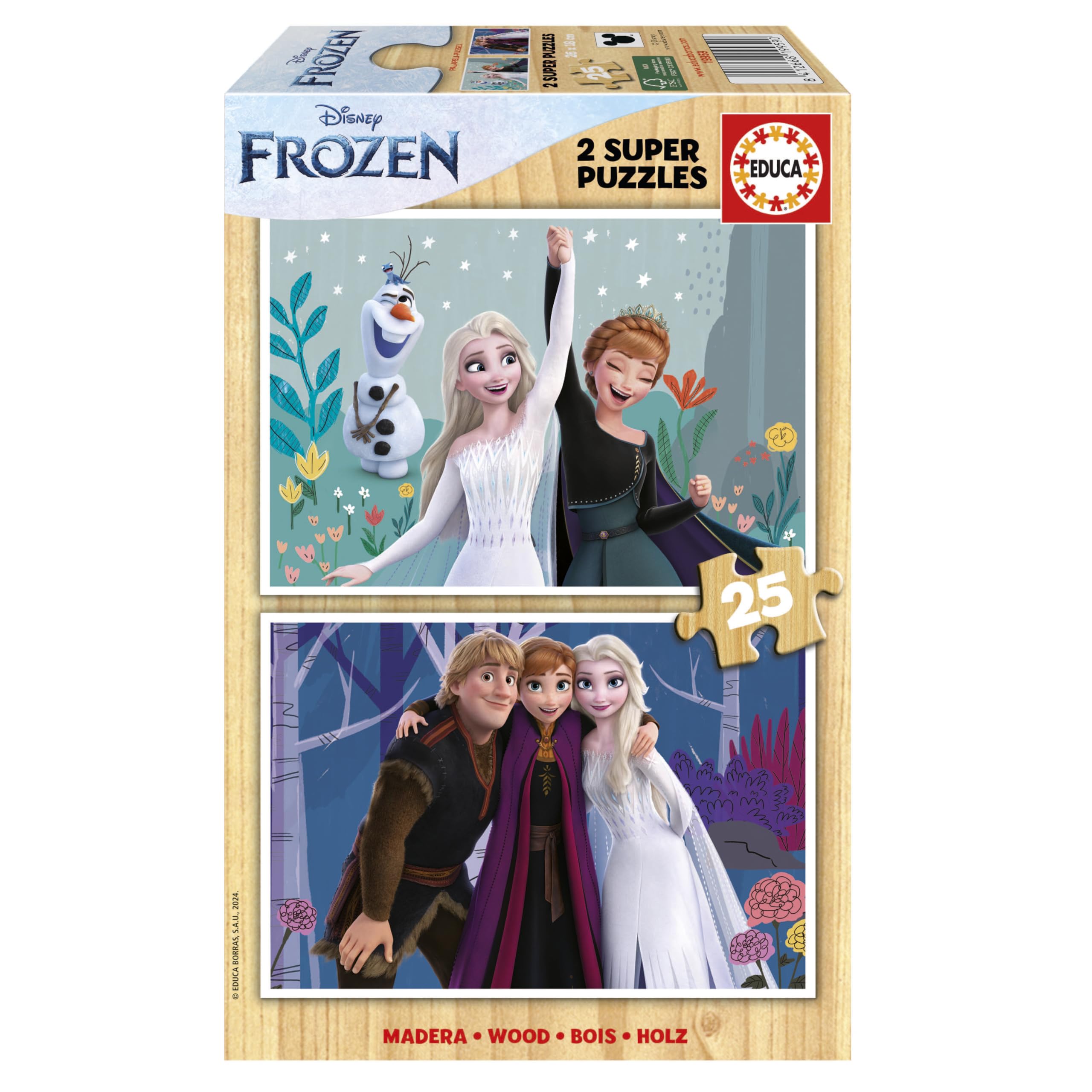 educa-19959-k-nigin-des-schnees-holzpuzzle-2x25-ab-4-j image 1