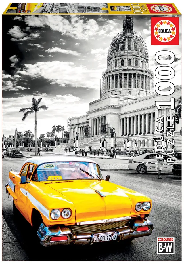 educa-taxi-in-havanna-puzzle-1000-teile-schwarz-wei-68x48 image 1