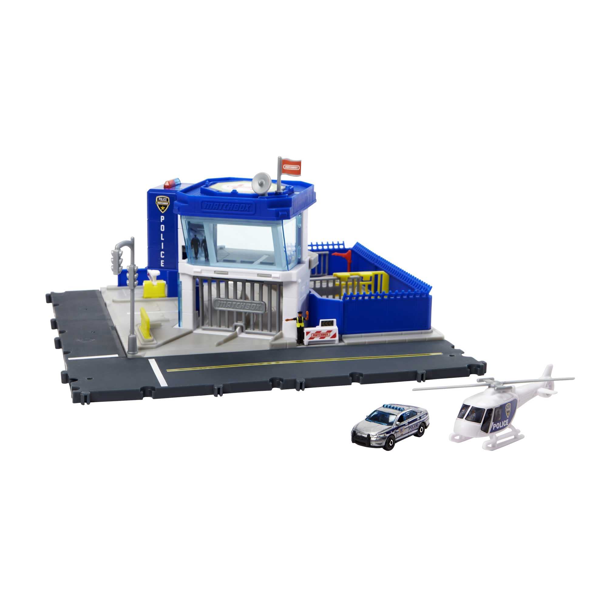 matchbox-action-drivers-polizeiwache-spielset-hhw22-mit-hubschrauber image 1