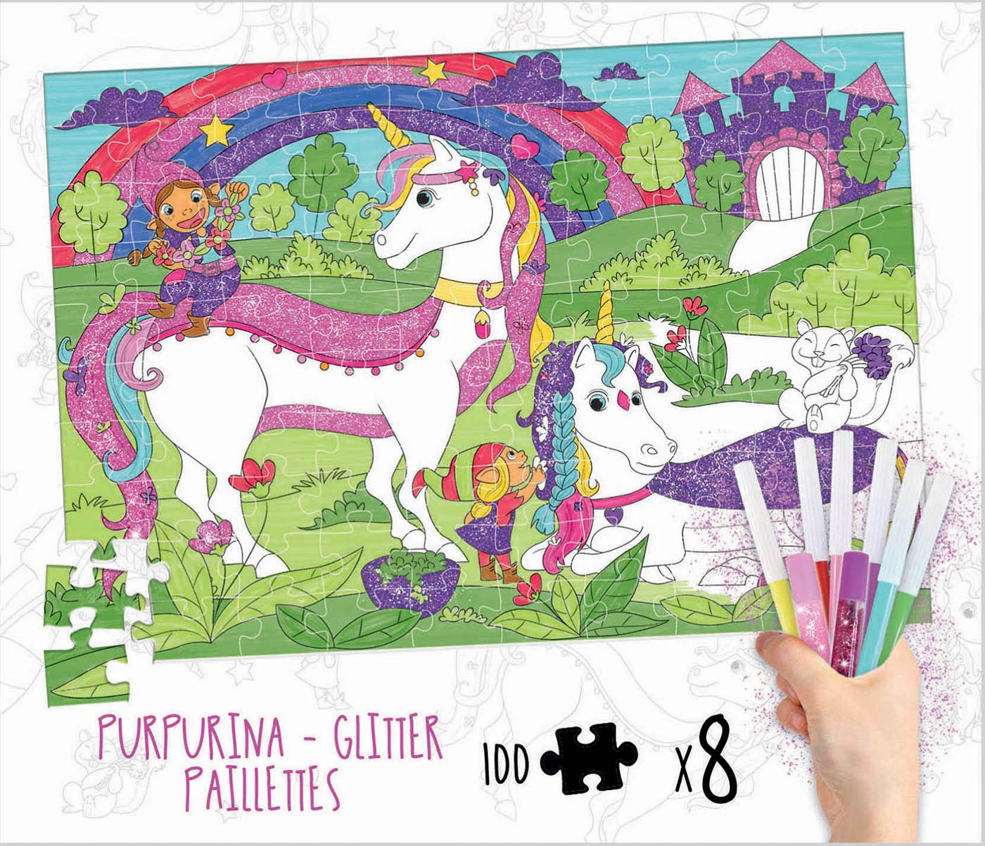 educa-coloring-puzzle-einhorn-100-teile-mit-stiften-ab-6-jahre image 2