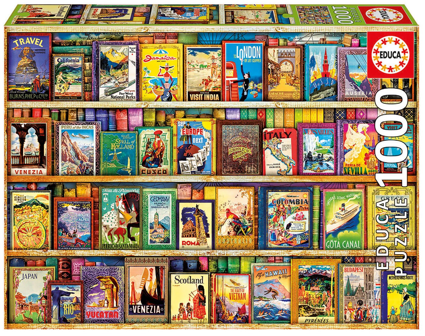 educa-17102-world-travel-guides-puzzle-1000-teile-vintage image 1