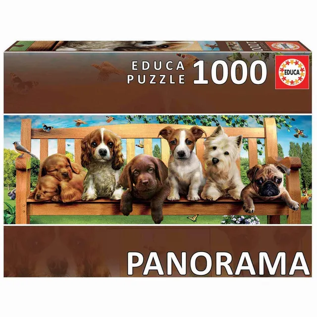 educa-welpen-auf-bank-panorama-puzzle-1000-teile-ab-10 image 1