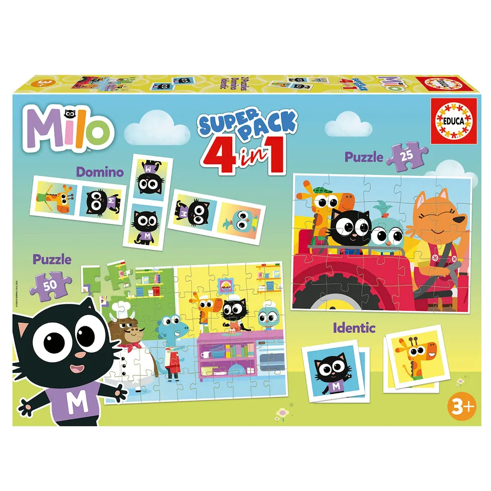 educa-milo-superpack-4in1-brettspiel-memo-domino-puzzle-ab-3-j image 1