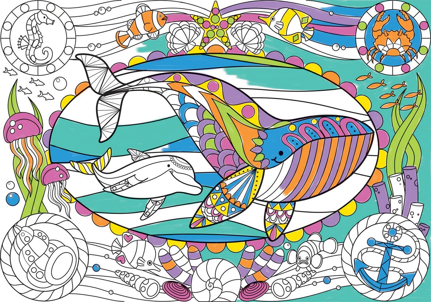 educa-17827-colouring-meerestiere-puzzle-150-teile-stifte image 3