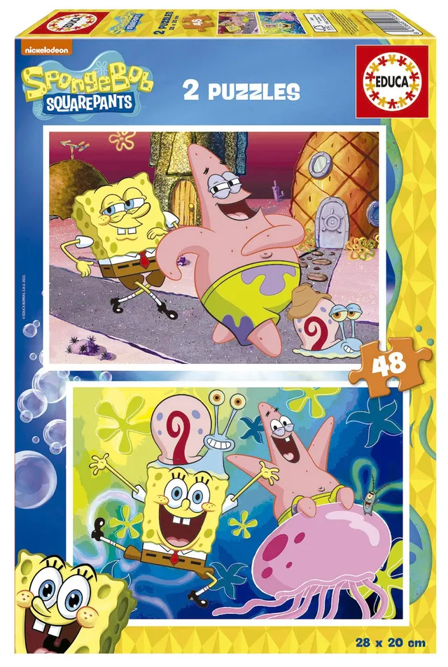 educa-spongebob-2x48-teile-kinderpuzzle-set-28x20-ab-3-jahren image 1