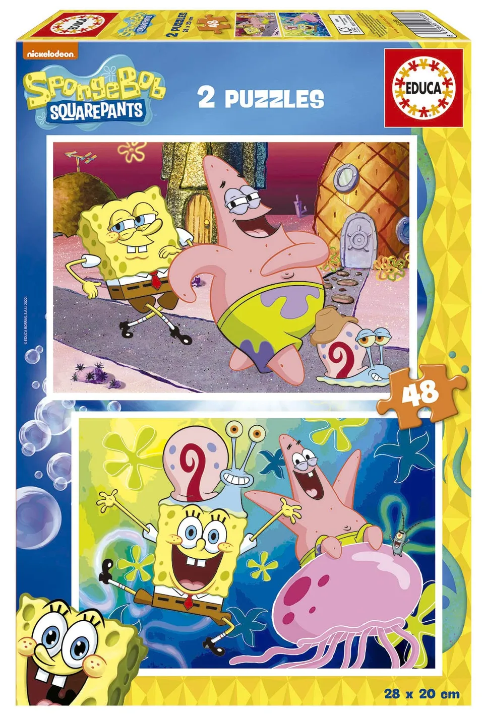 educa-spongebob-2x48-teile-kinderpuzzle-set-28x20-ab-3-jahren image 1