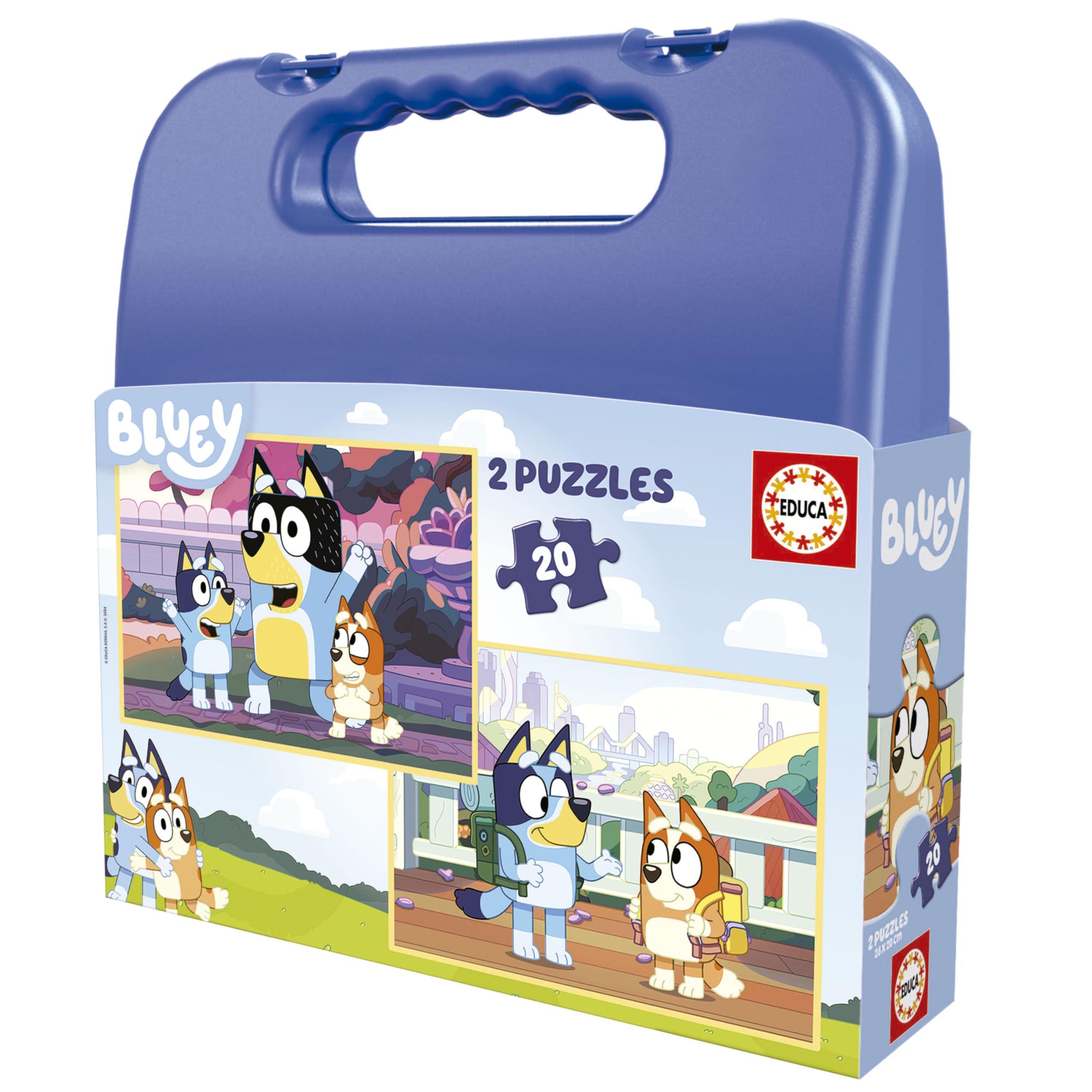 educa-bluey-19966-kinderpuzzle-set-2x20-teile-koffer-ab-4-jahren image 1